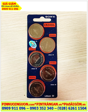 COMBO MUA 1vỉ=5viên Pin 3v lithium Sony CR2450 chính hãng (Xuất xứ Indonesia) _Giá chỉ 179.000đ/Vỉ 5viên